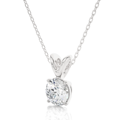 Round Cut Lab Grown Diamond Solitaire Pendant - HIGHCARAT DIAMONDS
