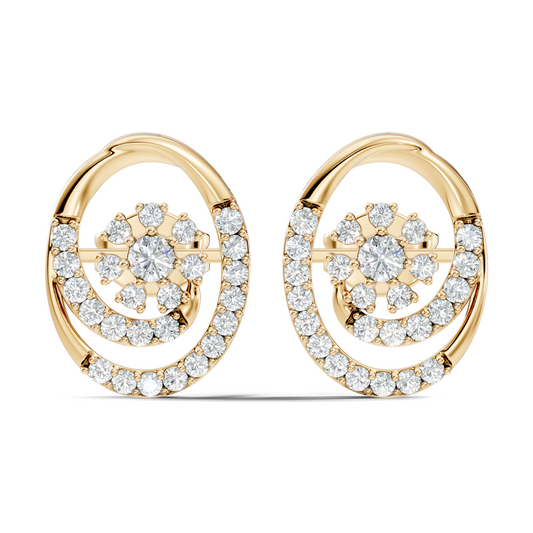 Round Shape Lab Grown- Natural Diamond Elegance Vintage Diamond 14k Solid Gold Earrings For  Daily Wear - HIGHCARAT DIAMONDS