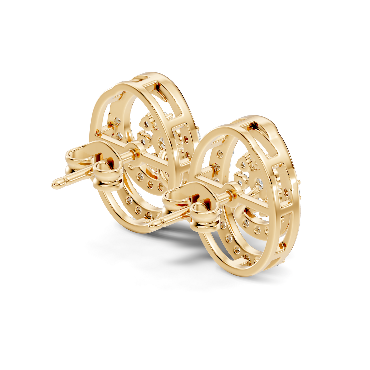 Round Shape Lab Grown- Natural Diamond Elegance Vintage Diamond 14k Solid Gold Earrings For  Daily Wear - HIGHCARAT DIAMONDS