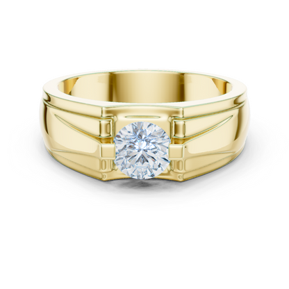 18k Solid Gold Round Shape Diamond Ring For Dainty Elegance Deliciated Diamond Ring For Men's - HIGHCARAT DIAMONDS