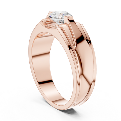18k Solid Gold Round Shape Diamond Ring For Dainty Elegance Deliciated Diamond Ring For Men's - HIGHCARAT DIAMONDS