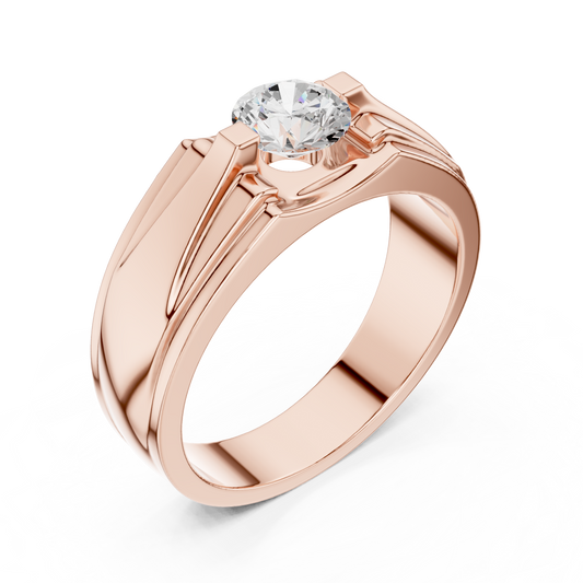 18k Solid Gold Round Shape Diamond Ring For Dainty Elegance Deliciated Diamond Ring For Men's - HIGHCARAT DIAMONDS