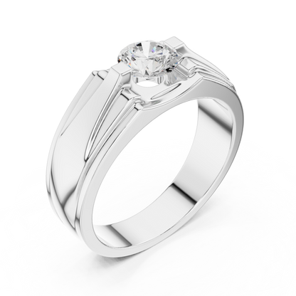 18k Solid Gold Round Shape Diamond Ring For Dainty Elegance Deliciated Diamond Ring For Men's - HIGHCARAT DIAMONDS