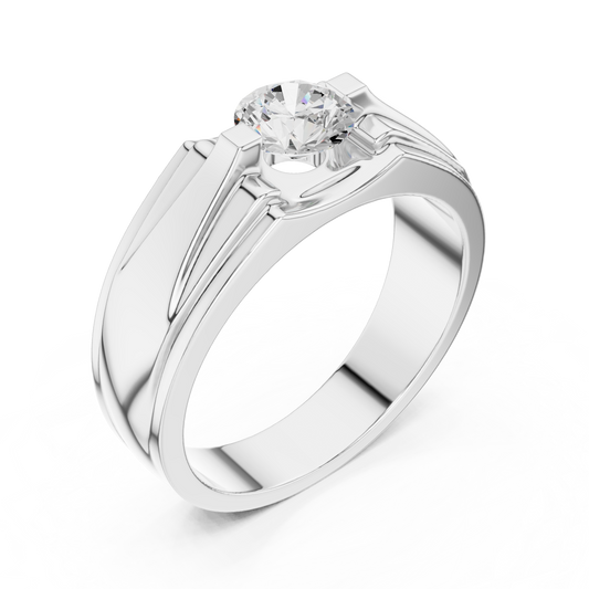 18k Solid Gold Round Shape Diamond Ring For Dainty Elegance Deliciated Diamond Ring For Men's - HIGHCARAT DIAMONDS