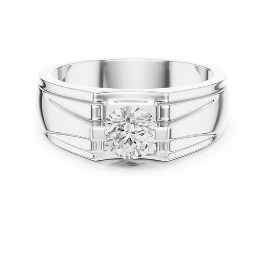18k Solid Gold Round Shape Diamond Ring For Dainty Elegance Deliciated Diamond Ring For Men's - HIGHCARAT DIAMONDS