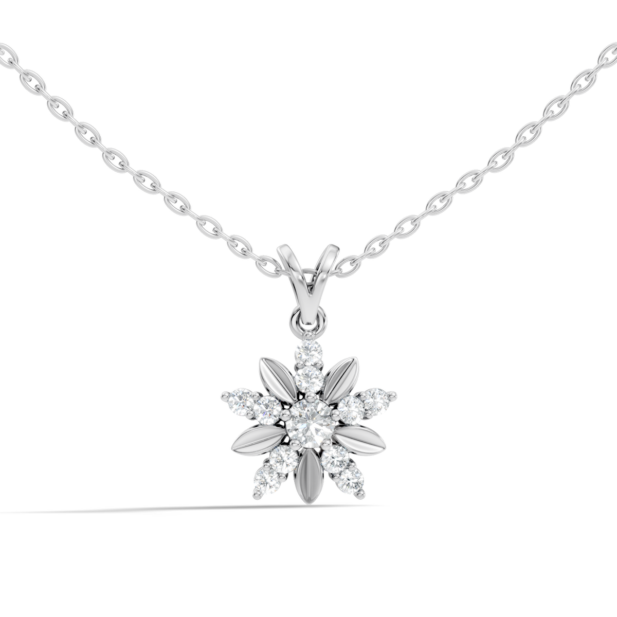 Vintage Inspired 14K Solid White Gold Diamond Pendant Timeless Anniversary Gift - HIGHCARAT DIAMONDS