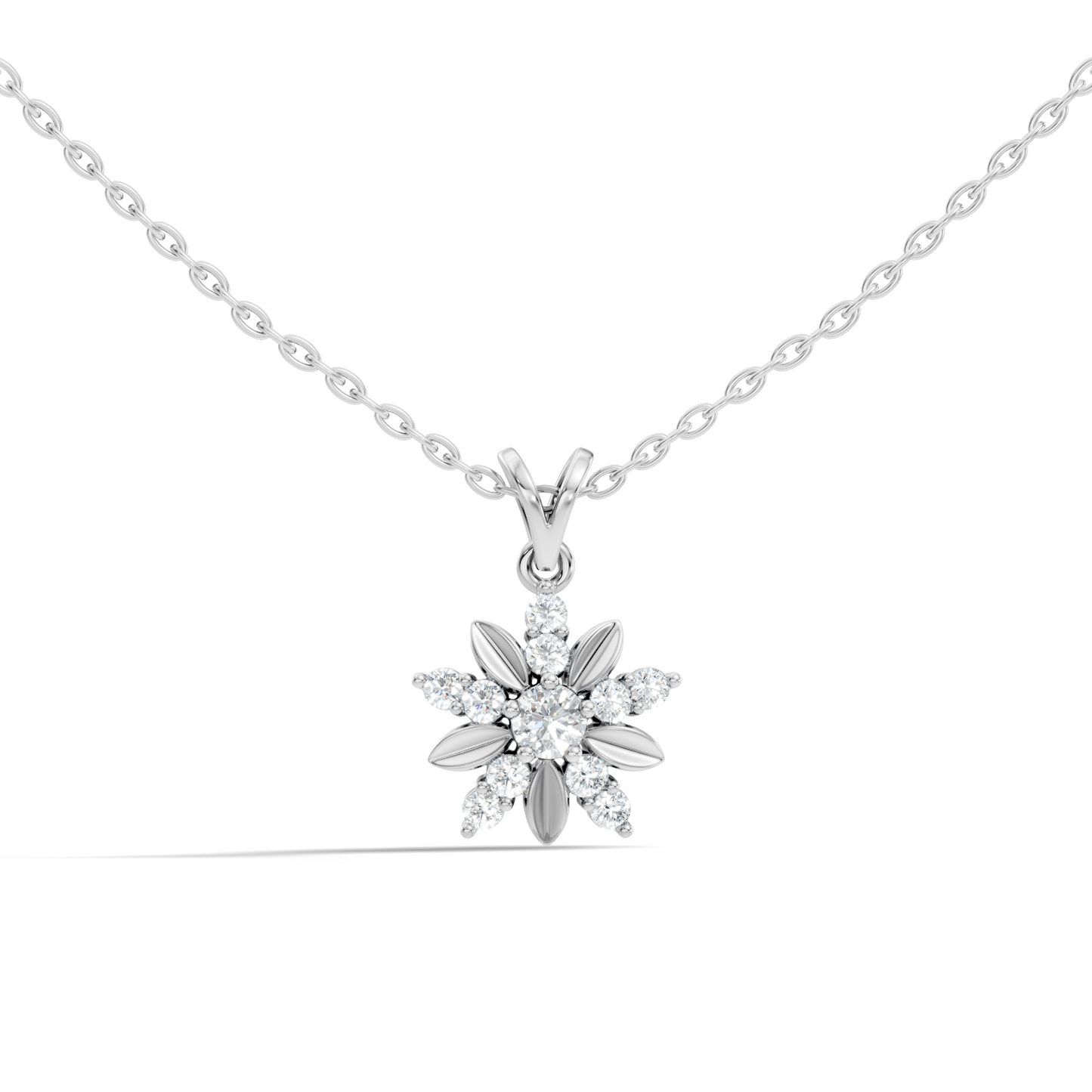 Vintage Inspired 14K Solid White Gold Diamond Pendant Timeless Anniversary Gift - HIGHCARAT DIAMONDS