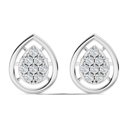 Elegant Round Cut Diamond Studs In 14K White Gold Trending Minimalist Design - HIGHCARAT DIAMONDS