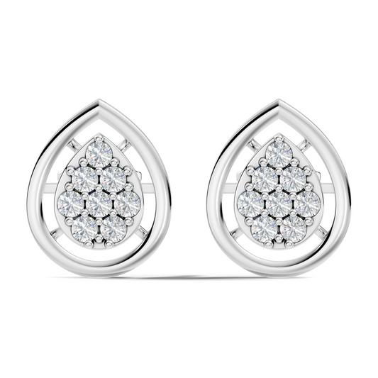 Elegant Round Cut Diamond Studs In 14K White Gold Trending Minimalist Design - HIGHCARAT DIAMONDS