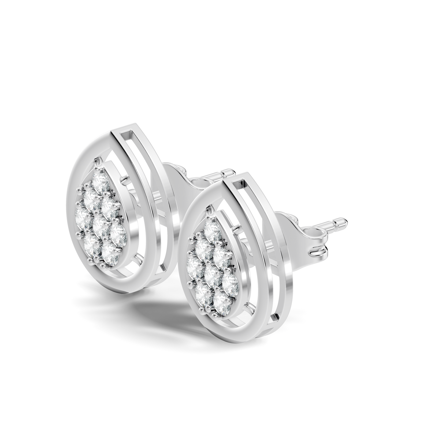 Elegant Round Cut Diamond Studs In 14K White Gold Trending Minimalist Design - HIGHCARAT DIAMONDS
