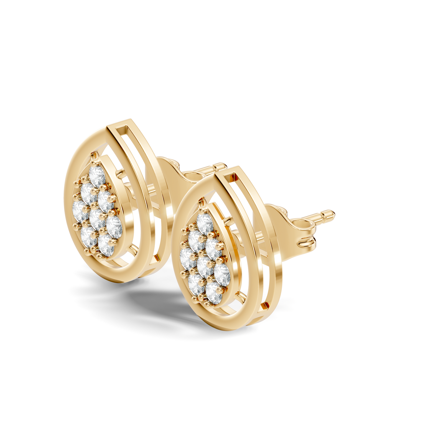 Elegant Round Cut Diamond Studs In 14K White Gold Trending Minimalist Design - HIGHCARAT DIAMONDS