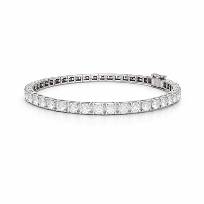 White gold round diamond tennis bracelet with prong set design