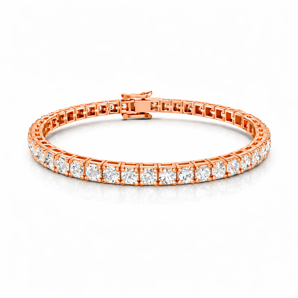 Rose gold lab diamond tennis bracelet with classic line setting