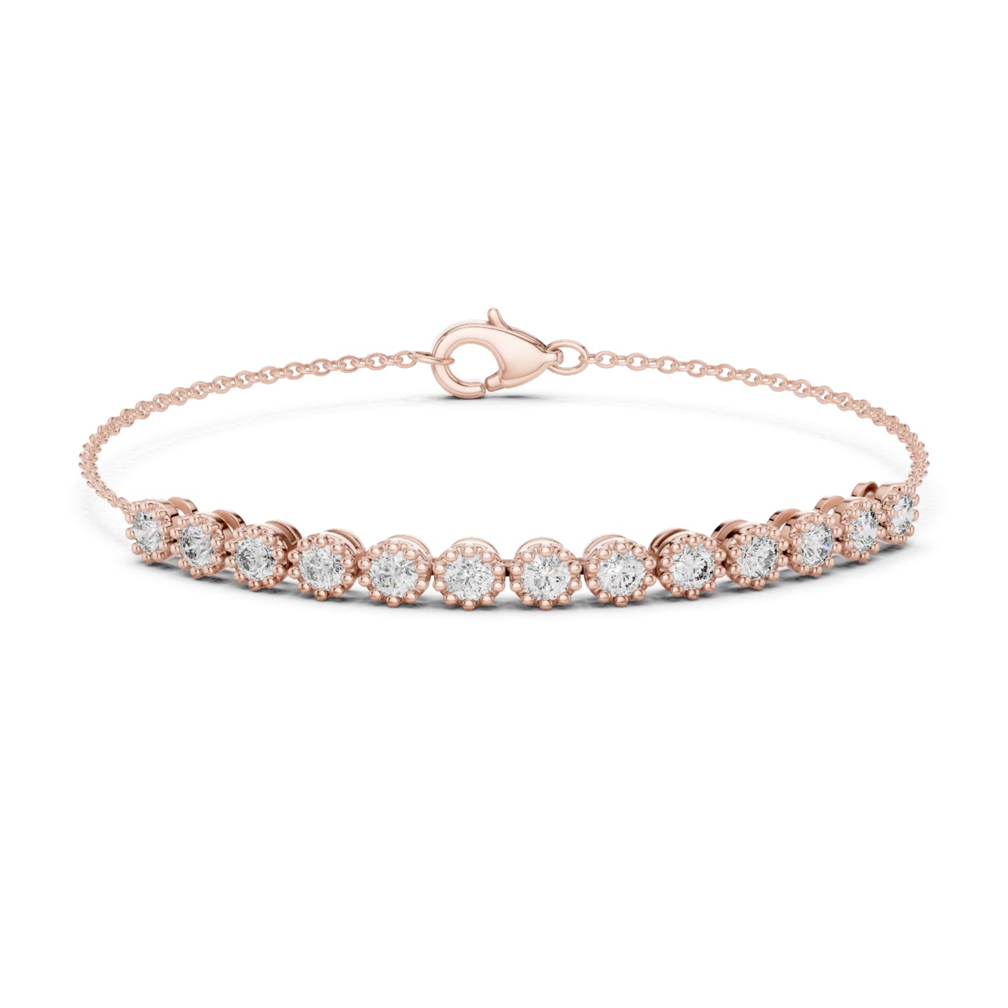 Vintage 1.43Ct Round Cut Natural Diamond Unique Minimalist Dainty Perfect Statement Charm Bracelet Gift For Her - HIGHCARAT DIAMONDS
