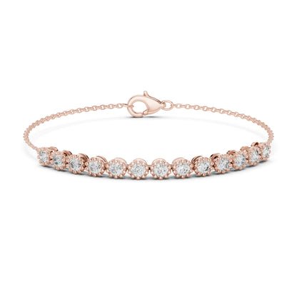 Vintage 1.43Ct Round Cut Natural Diamond Unique Minimalist Dainty Perfect Statement Charm Bracelet Gift For Her - HIGHCARAT DIAMONDS
