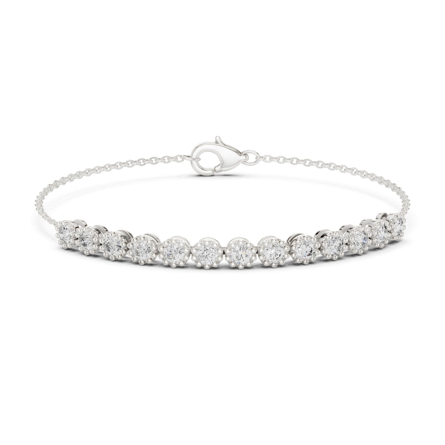 Vintage 1.43Ct Round Cut Natural Diamond Unique Minimalist Dainty Perfect Statement Charm Bracelet Gift For Her - HIGHCARAT DIAMONDS