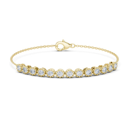 Vintage 1.43Ct Round Cut Natural Diamond Unique Minimalist Dainty Perfect Statement Charm Bracelet Gift For Her - HIGHCARAT DIAMONDS