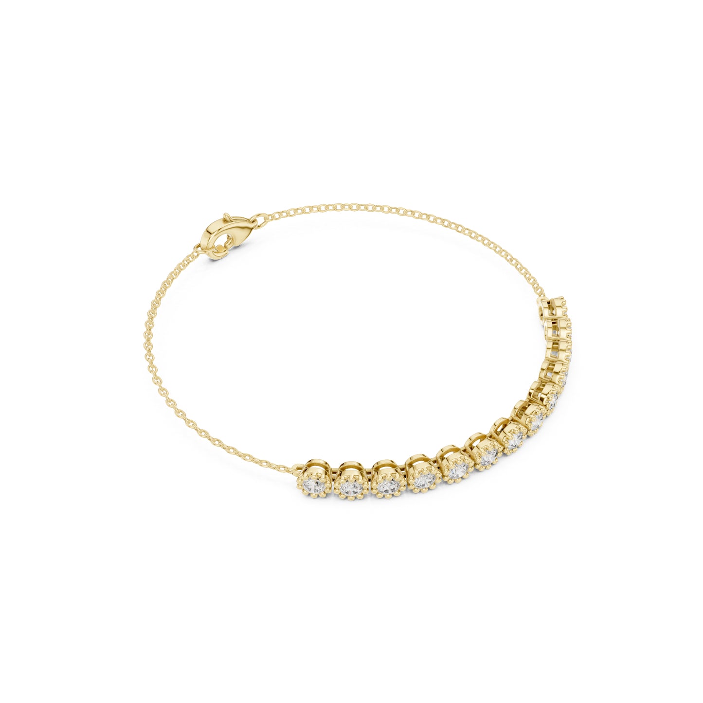 Vintage 1.43Ct Round Cut Natural Diamond Unique Minimalist Dainty Perfect Statement Charm Bracelet Gift For Her - HIGHCARAT DIAMONDS