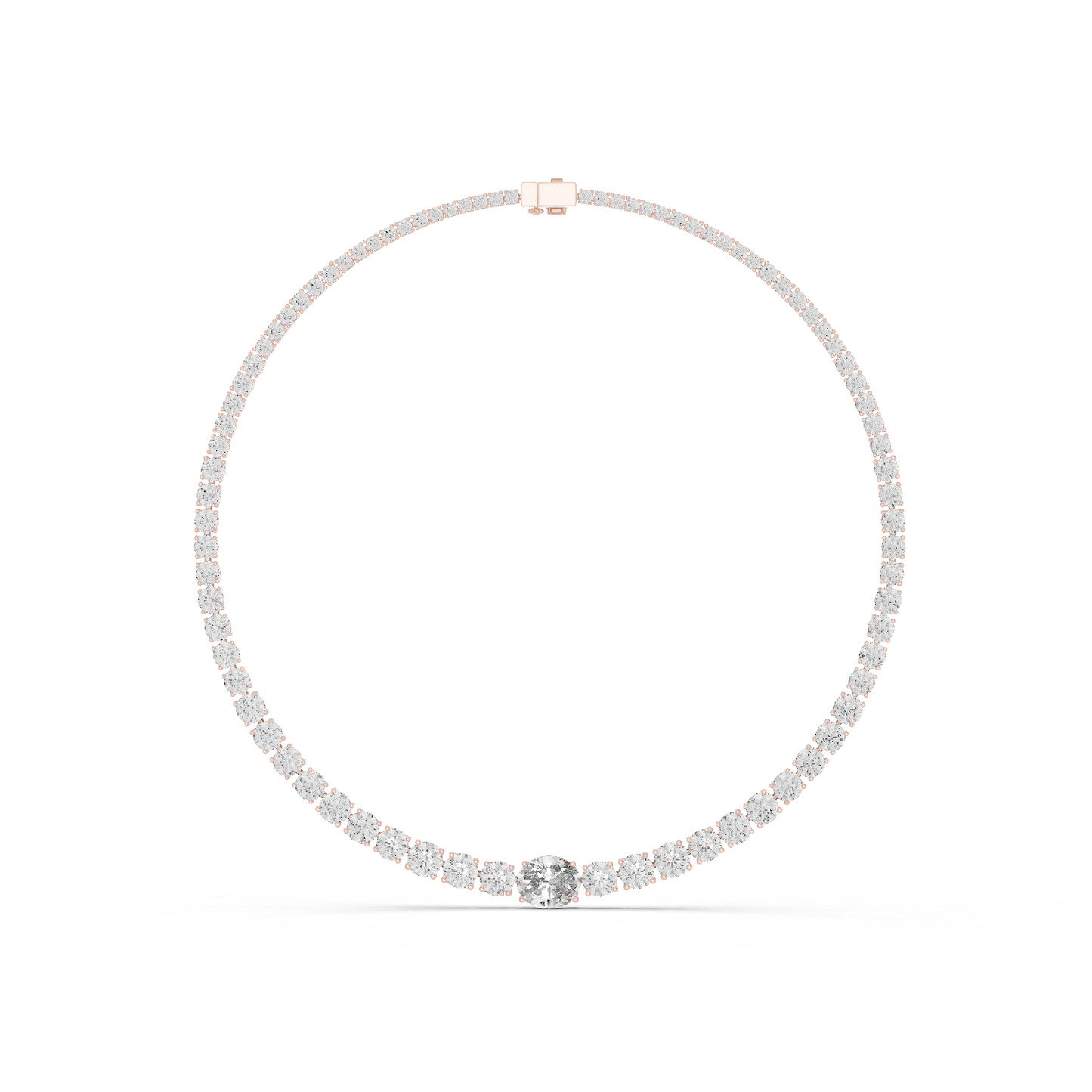 14k Solid Rose Gold Round & Oval Cut Lab Grown fantastic Vintage Diamond Necklace For Bridal Gift - HIGHCARAT DIAMONDS