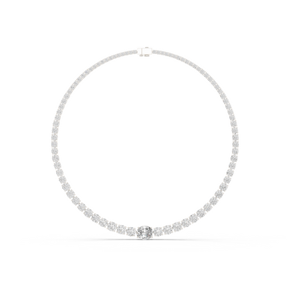 14k Solid Rose Gold Round & Oval Cut Lab Grown fantastic Vintage Diamond Necklace For Bridal Gift - HIGHCARAT DIAMONDS