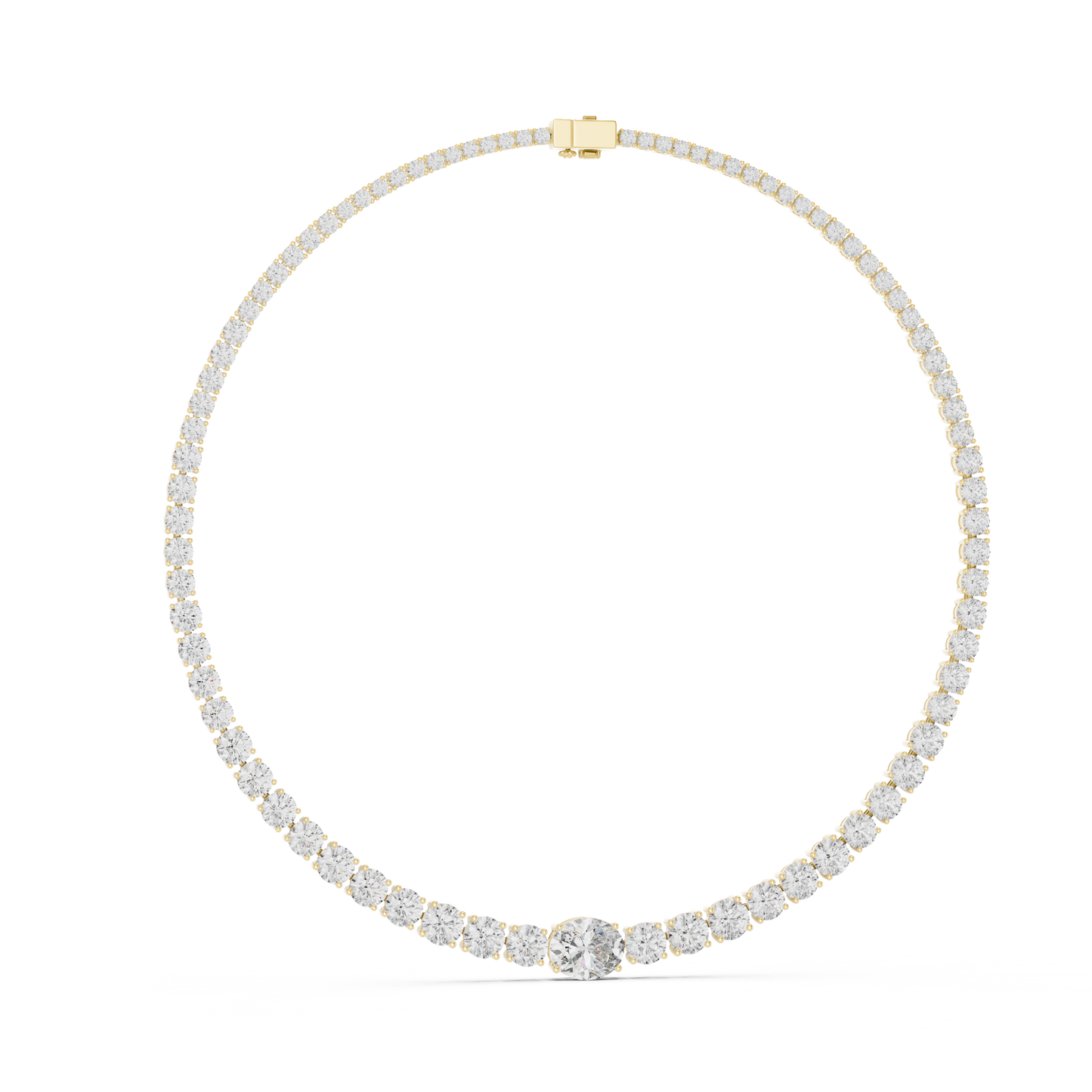 14k Solid Rose Gold Round & Oval Cut Lab Grown fantastic Vintage Diamond Necklace For Bridal Gift - HIGHCARAT DIAMONDS