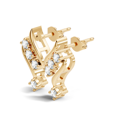Round Shapes Lab Grown Diamond 18k Solid Gold Shiny Vintage Diamond Earrings For Birthday - HIGHCARAT DIAMONDS