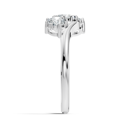 Round Cut White Colorless Lab Grown Diamond Unique Elegant Three Stone Dainty Promise Ring - HIGHCARAT DIAMONDS