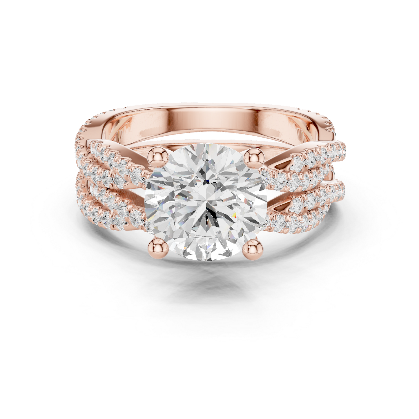 3.23 Carat Round Cut Diamond Ring Minimalist Round Accented Side Stones Ring For you In Every Occasion - HIGHCARAT DIAMONDS