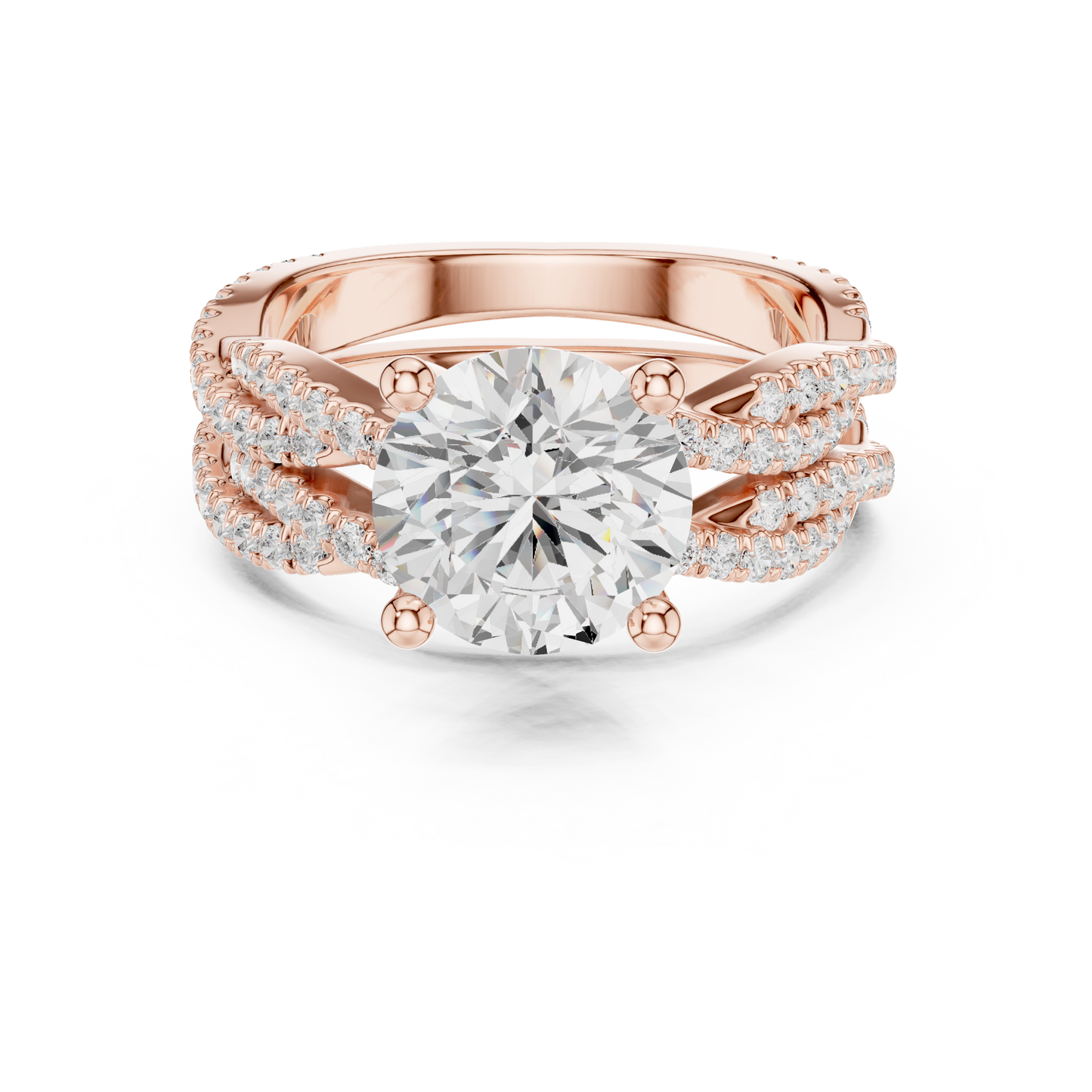3.23 Carat Round Cut Diamond Ring Minimalist Round Accented Side Stones Ring For you In Every Occasion - HIGHCARAT DIAMONDS
