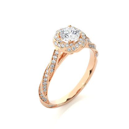 Round Cut Lab Grown Diamond Twisted Accented Ring