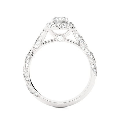 Round Cut Lab Grown Diamond Twisted Accented Ring