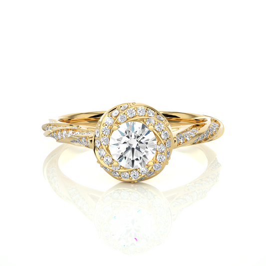 Round Cut Lab Grown Diamond Twisted Accented Ring - HIGHCARAT DIAMONDS