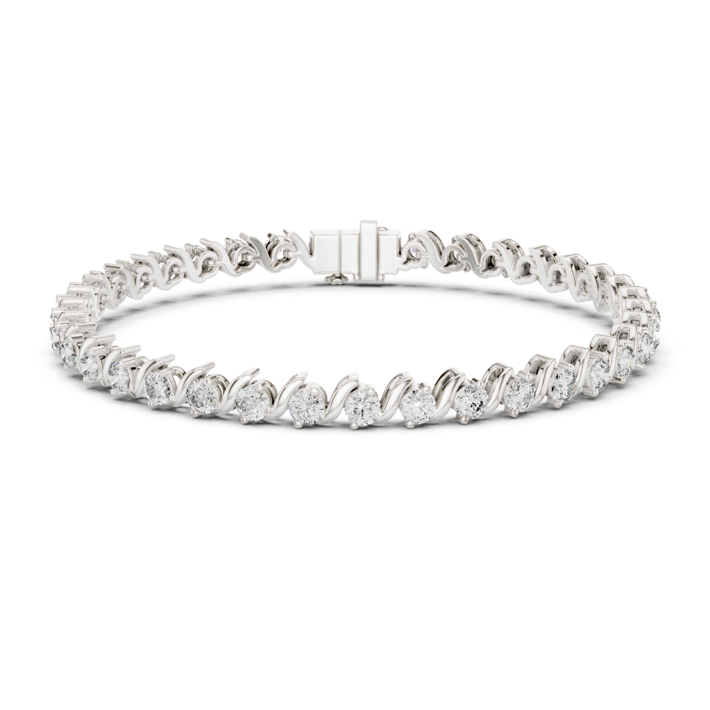 Round Cut Lab Grown Diamond Twisted Link Tennis Bracelet - HIGHCARAT DIAMONDS