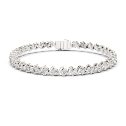Round Cut Lab Grown Diamond Twisted Link Tennis Bracelet - HIGHCARAT DIAMONDS