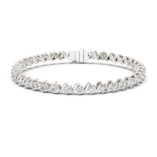 Round Cut Lab Grown Diamond Twisted Link Tennis Bracelet - HIGHCARAT DIAMONDS