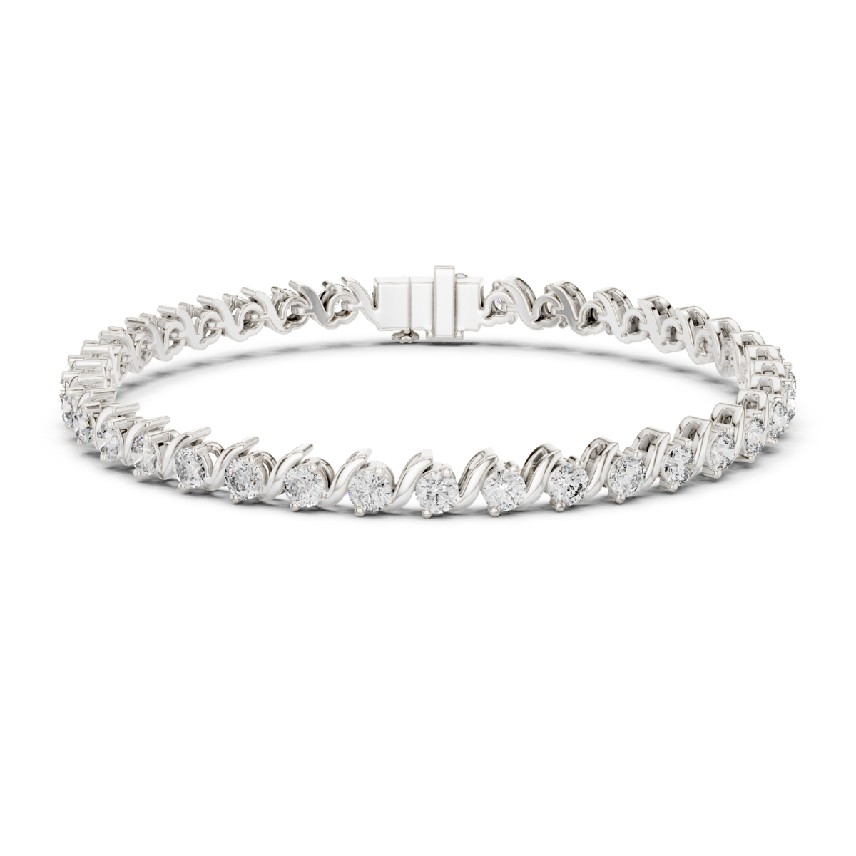 Round Cut Lab Grown Diamond Twisted Link Tennis Bracelet - HIGHCARAT DIAMONDS