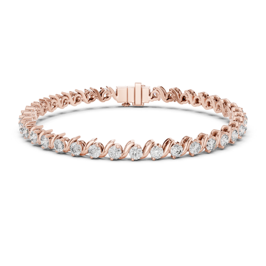 Round Cut Lab Grown Diamond Twisted Link Tennis Bracelet - HIGHCARAT DIAMONDS