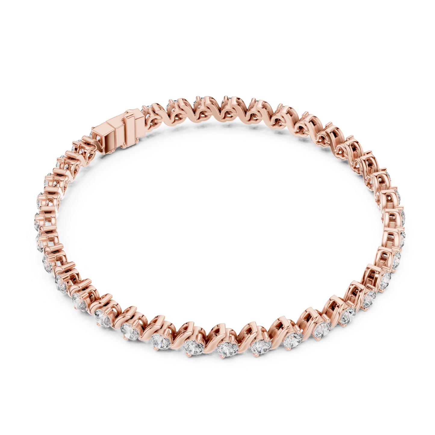Round Cut Lab Grown Diamond Twisted Link Tennis Bracelet - HIGHCARAT DIAMONDS