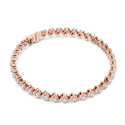 Round Cut Lab Grown Diamond Twisted Link Tennis Bracelet - HIGHCARAT DIAMONDS