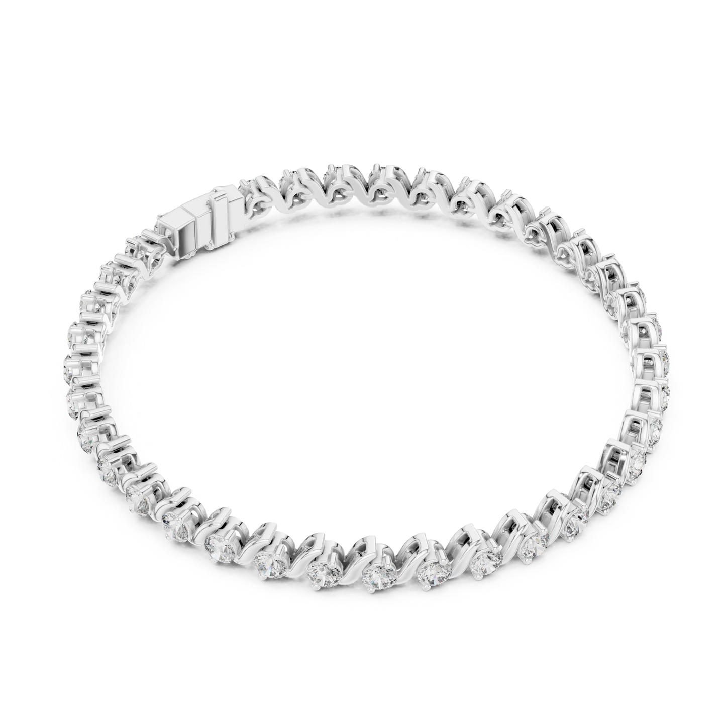 Round Cut Lab Grown Diamond Twisted Link Tennis Bracelet - HIGHCARAT DIAMONDS