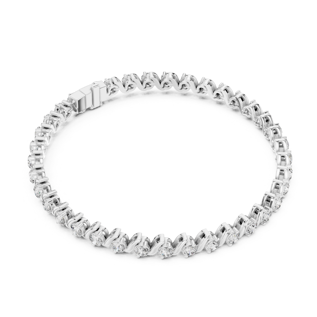 Round Cut Lab Grown Diamond Twisted Link Tennis Bracelet - HIGHCARAT DIAMONDS