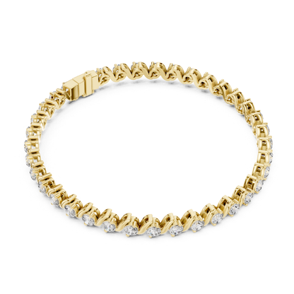 Round Cut Lab Grown Diamond Twisted Link Tennis Bracelet - HIGHCARAT DIAMONDS
