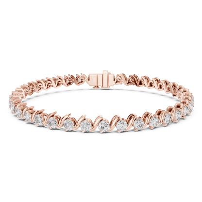 Round Cut Lab Grown Diamond Twisted Link Tennis Bracelet - HIGHCARAT DIAMONDS