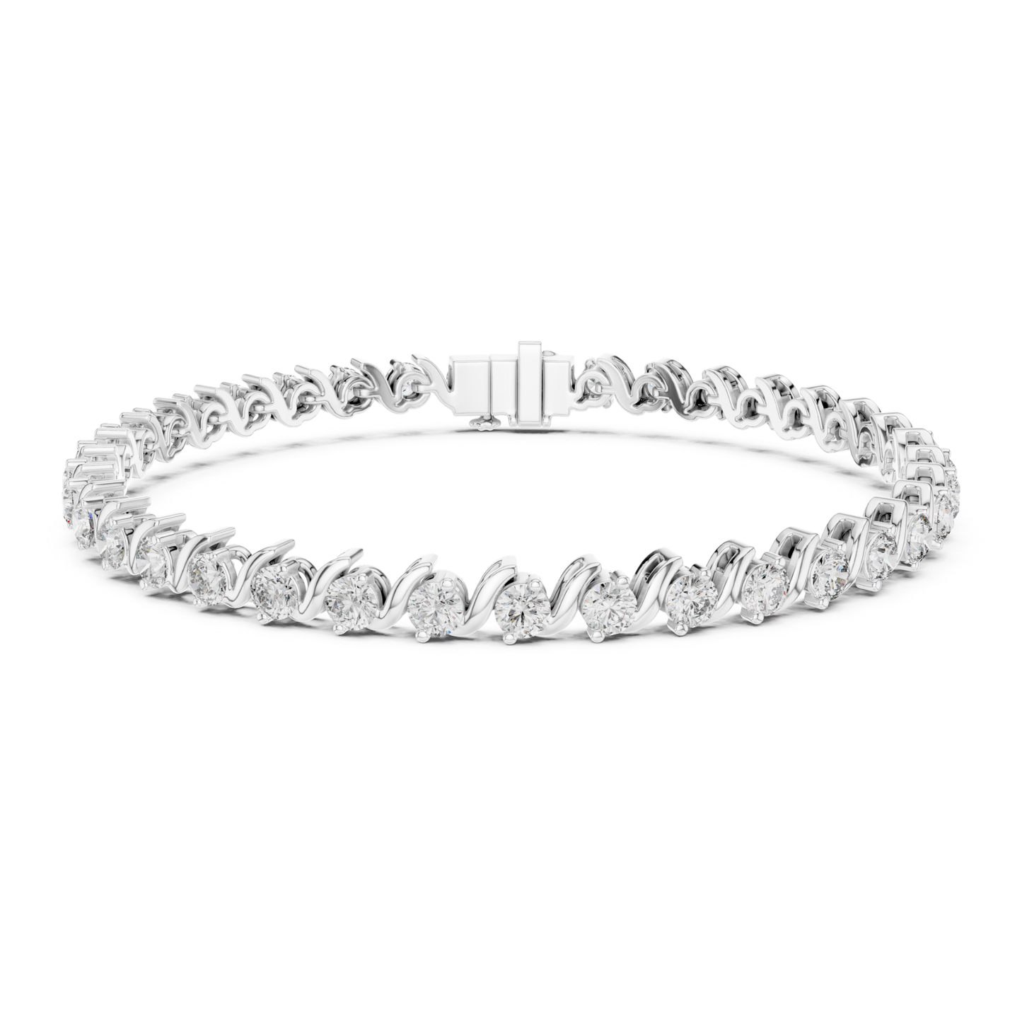 Round Cut Lab Grown Diamond Twisted Link Tennis Bracelet - HIGHCARAT DIAMONDS