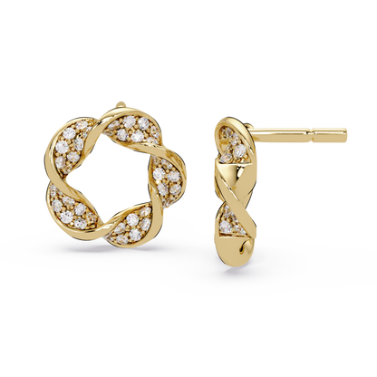 Round Cut Lab Grown Diamond Twisted Stud Earring - HIGHCARAT DIAMONDS