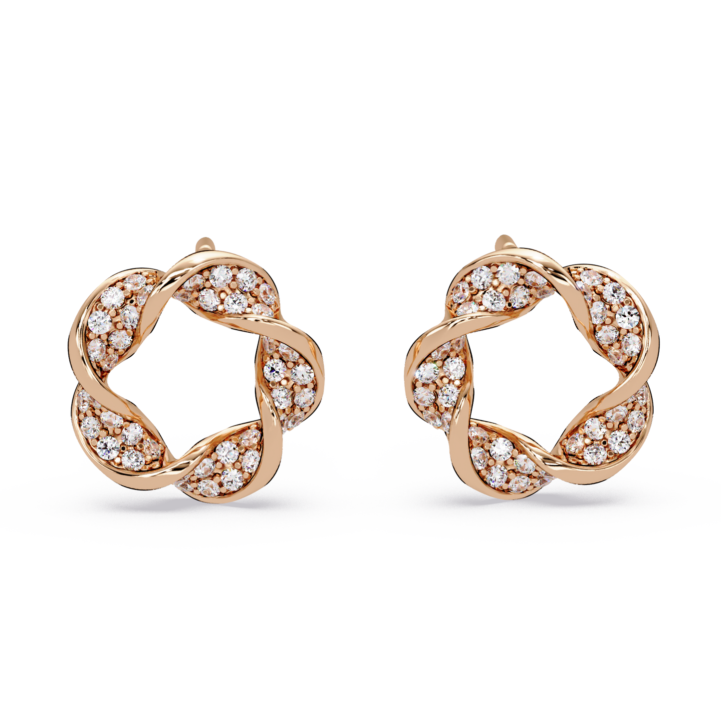 Round Cut Lab Grown Diamond Twisted Stud Earring - HIGHCARAT DIAMONDS