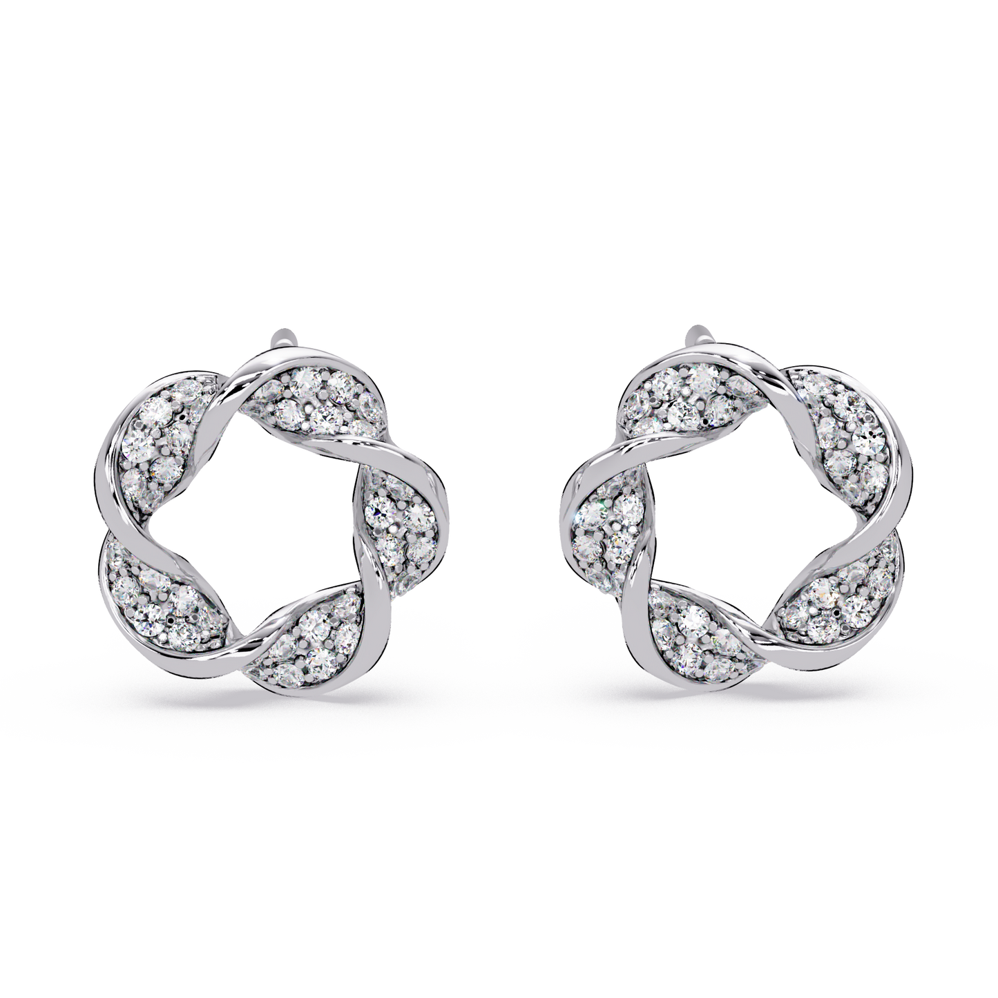 Round Cut Lab Grown Diamond Twisted Stud Earring - HIGHCARAT DIAMONDS