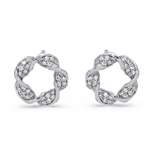 Round Cut Lab Grown Diamond Twisted Stud Earring - HIGHCARAT DIAMONDS