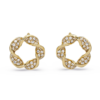 Round Cut Lab Grown Diamond Twisted Stud Earring - HIGHCARAT DIAMONDS