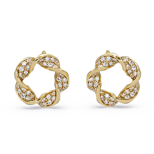 Round Cut Lab Grown Diamond Twisted Stud Earring - HIGHCARAT DIAMONDS